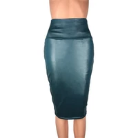 visnxgi back split shiny skirts sexy women high waist pencil office lady autumn hip package bodycon clubwear knee length clothes