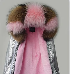 C1 short faux liner Furlove новинка, зимние пальто, женские куртки, настоящий большой воротник из меха енота, толстые женские пуховики и парки серебряного цвета, пальто из искусственного меха - Цвет: C1 short faux liner