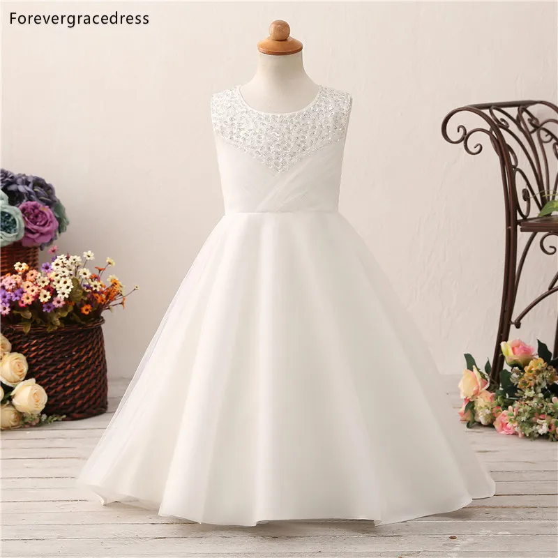 Женское платье с цветочным принтом Forevergracedress белое без рукавов пайетками и