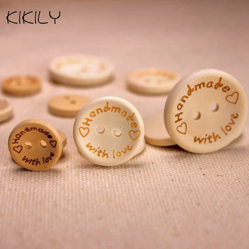 50 шт. деревянные пуговицы с двумя отверстиями 15/20/25 мм|sewing buttons|buttons scrapbookingwood sewing