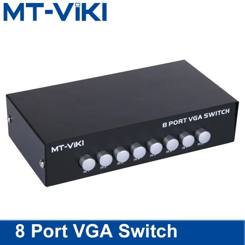 VGA-коммутатор MT-VIKI, 8 портов, без USB, 8 входов, 1 выход, VGA-видео, 8 компьютеров, совместное использование одного монитора Maituo MT-15-8H