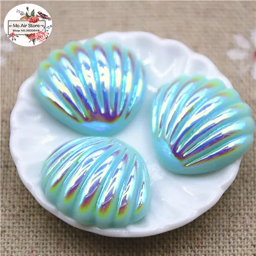light blue 20pcs 20 шт полимер блестящий красочный seashell Flatback Кабошон DIY волос Лук Центр Скрапбукинг Ремесло 19x20 мм - Цвет: light blue 20pcs