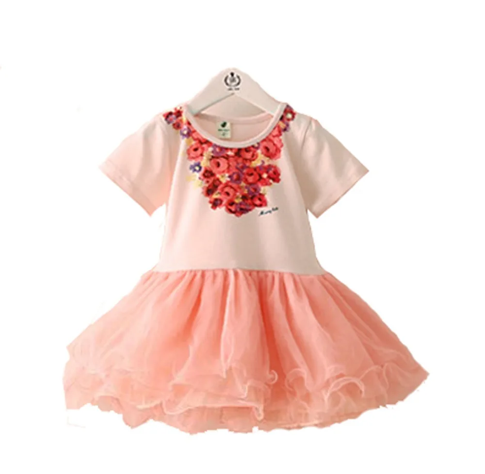 2014 New Summer Kids Girls Dress Children Fashion Flower Gauze tutu GQ-370 | Детская одежда и обувь
