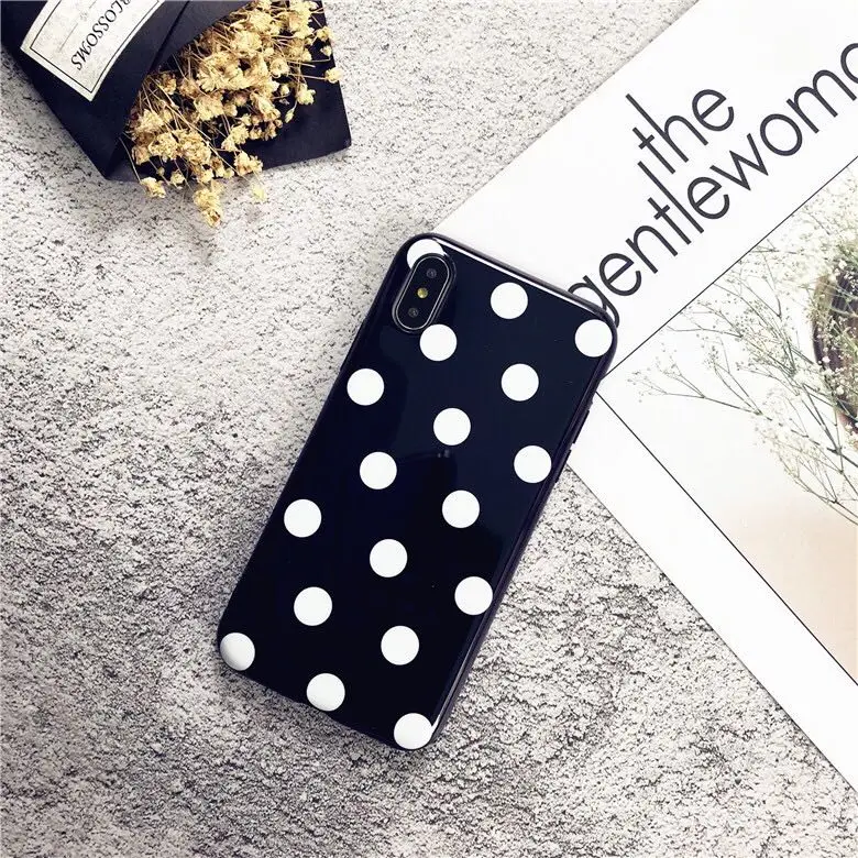 Fashion Polka Dots Phone Case for iPhone 11 Pro XS Max XR Glossy Soft Silicon Hull 8 7 6 6S Plus Couple Hoesjes |