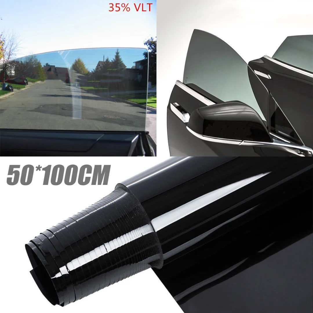 

50*100CM 90% Anti-UV Window Tint Shade Film Tinting Roll Kit VLT 35% Black Glass Auto Car Light Stickers