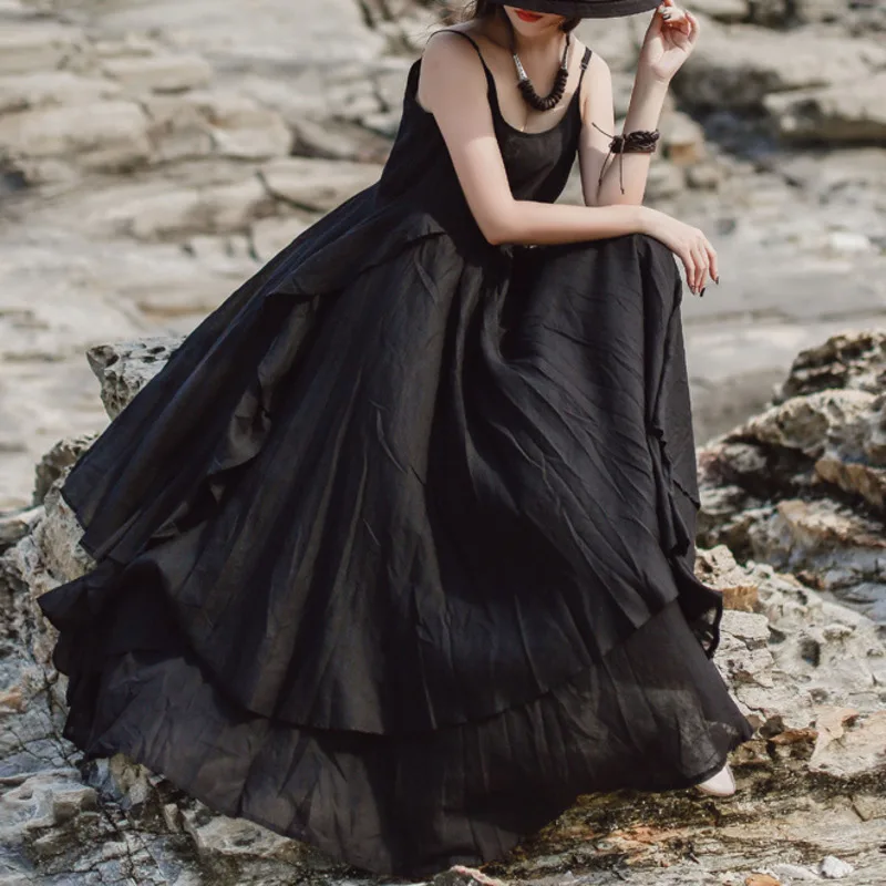 Женское платье на бретельках LANMREM однотонное двухслойное лето 2020 | Женская одежда