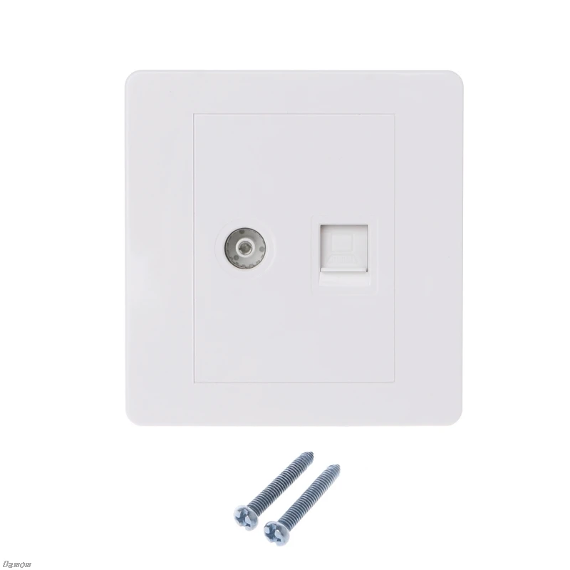 Сетевой адаптер RJ45 + ТВ антенна коаксиальное настенное крепление лицевая панель