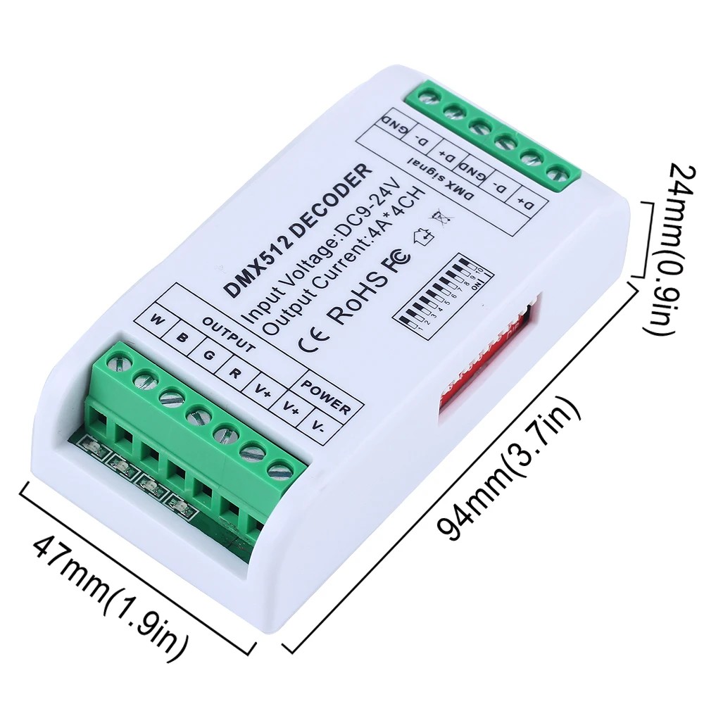 Новинка контроллер светодиодной ленты 4 канальный мини декодер DMX 512 RGB консоль