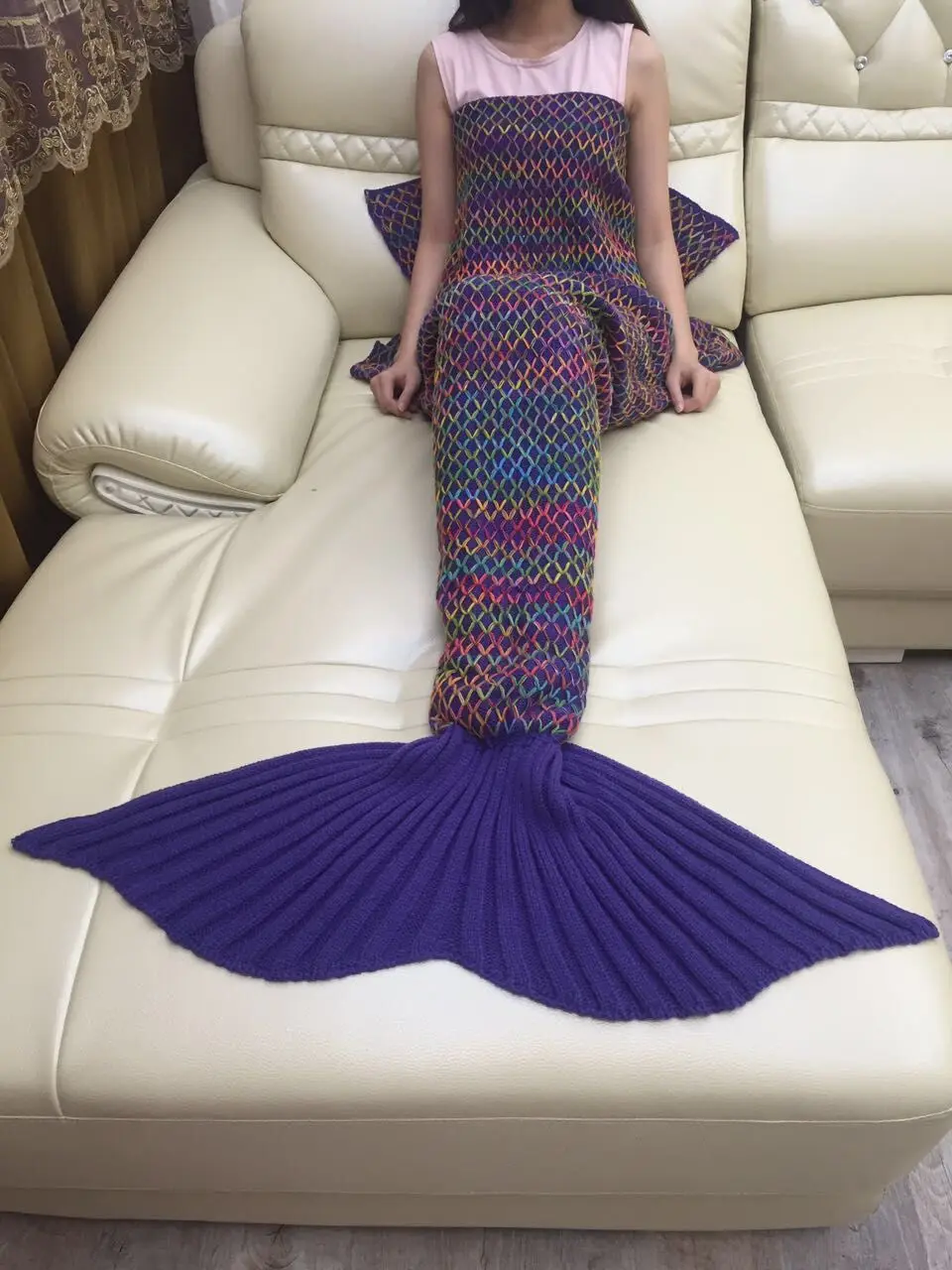 navy blue CAMMITEVER, вязаное крючком одеяло «хвост русалки», супер мягкий спальный мешок для девочек, взрослых, подростков, женщин, маленьких девочек, подарок - Цвет: navy blue