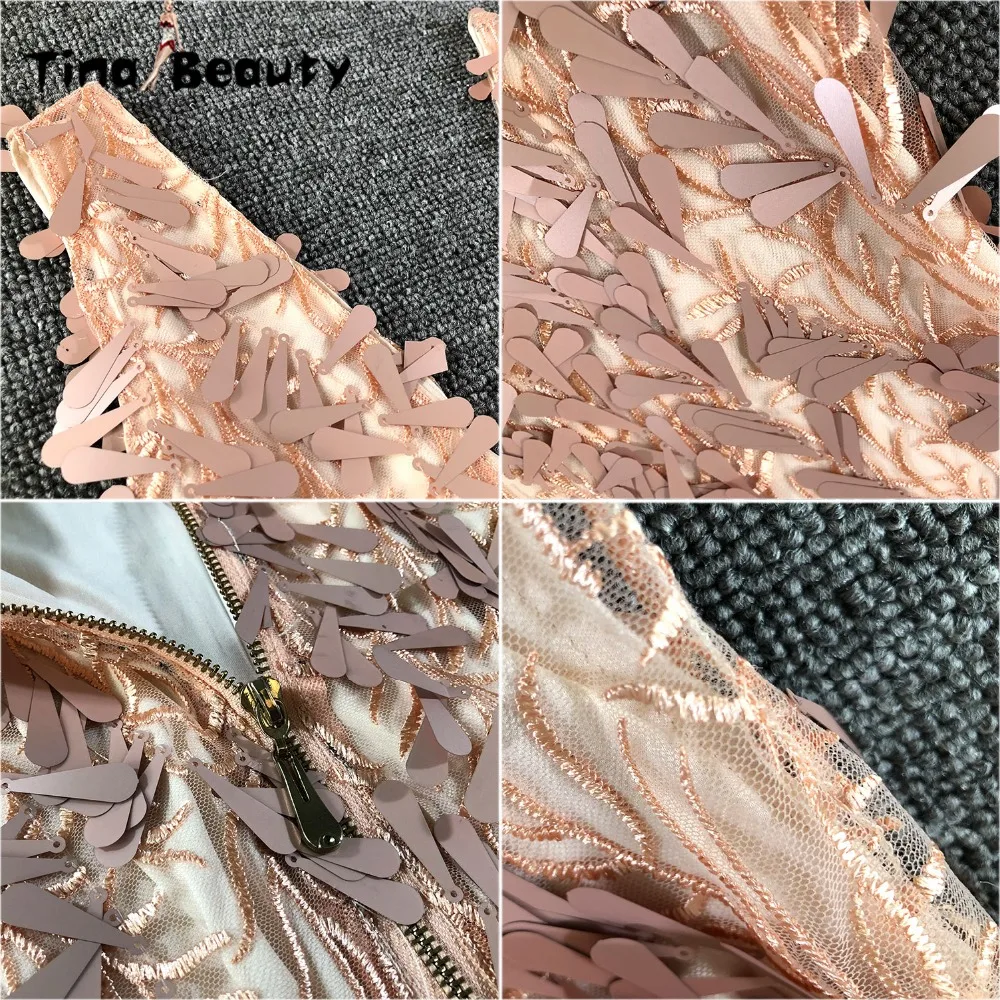 

Tina Beauty New 2018 Summer Club Wear Sequin Pink Party Dress Women Deep V Neck Nightclub Sexy Bodycon Dress Ladies Dresses Prom