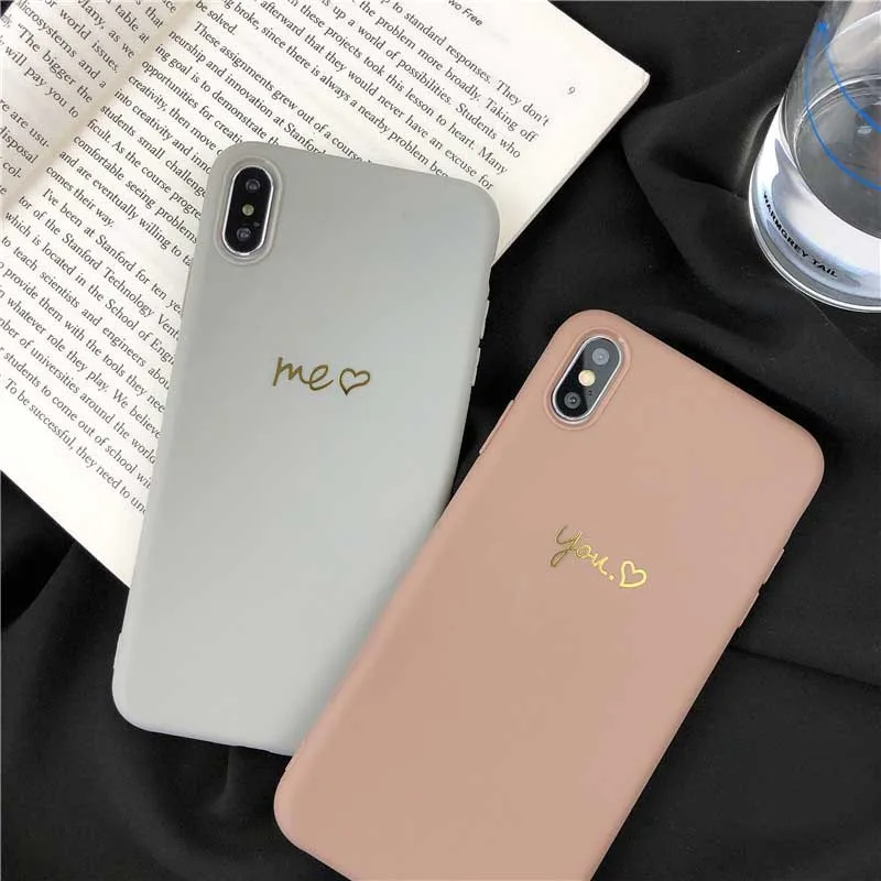 JIBAN Me You Simple Bronzing Letter Phone Case for IPhone 8/7plus Apple Iphone Xs/max/xr 6 6s 6plus Cover Soft Couples Shell |