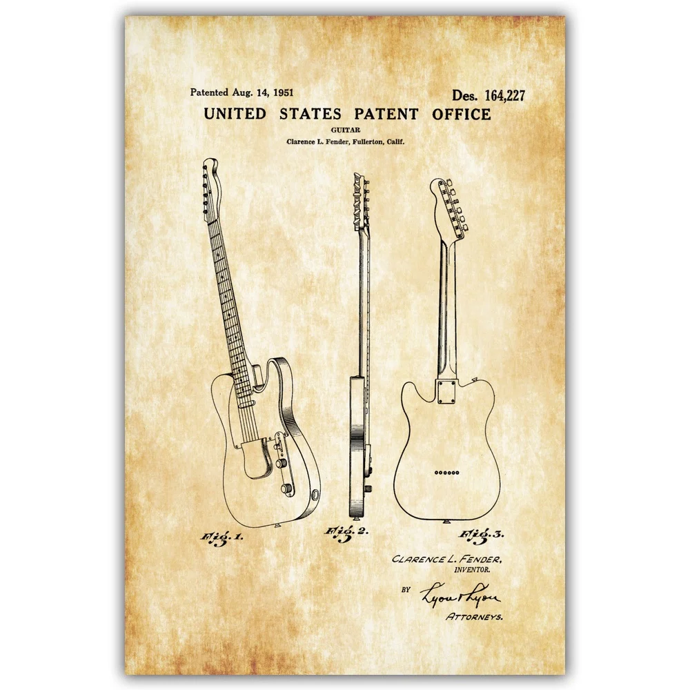 Harp Gibson Flying French Horn Fender Telecaster Blueprint Wall Decor Canvas Prints Art Poster Oil Paintings No Frame | Дом и сад