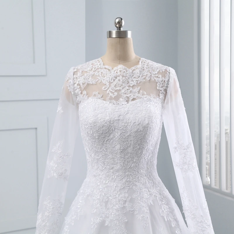 Miaoduo свадебное платье с длинными рукавами и кружевной аппликацией на молнии|wedding