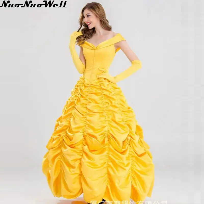 Роскошное желтое платье Белль красивая и Чудовище костюм фантазия женщины
