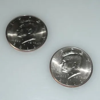 Moneda de doble cara (ambos lados en &aacute;guila o cabeza, hecha por moneda de medio d&oacute;lar Real), accesorios para trucos de ilusionismo de mago-1
