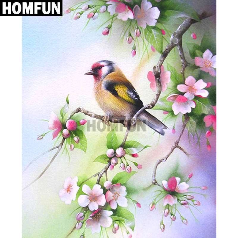 HOMFUN Diy 5d алмазная картина &quotПтица и цветок&quot Вышивка крестом квадратная круглая