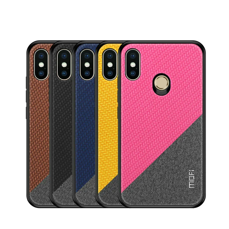 Mofi углеродное волокно Ткань смешанные цвета PC чехол Xiaomi Redmi Note 6 Pro Жесткий мягкий