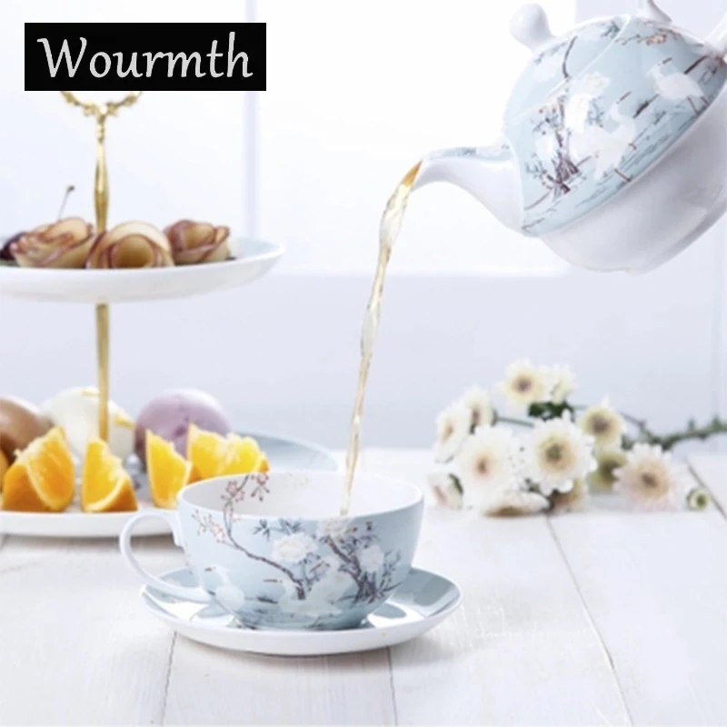 WOURMTH 3 шт. белый кран костяной китайский чайный сервиз Европейский фарфоровый