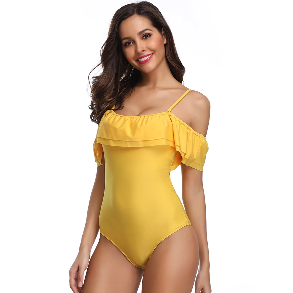 Solid one piece swimsuits ruffle lace bikini tube top swimming suits sexy tight women's swimwear 2019 Brazilian | Спорт и