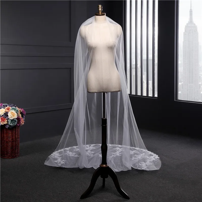 Wedding Long Veil White Ivory 3 Meters Bridal Veils Mesh for Bride | Свадьбы и торжества