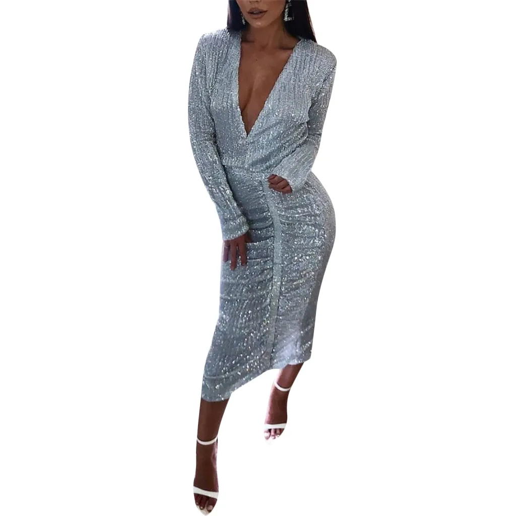 2019 новые женские блестящие Блестящие Блестки с длинным рукавом Хлопушка