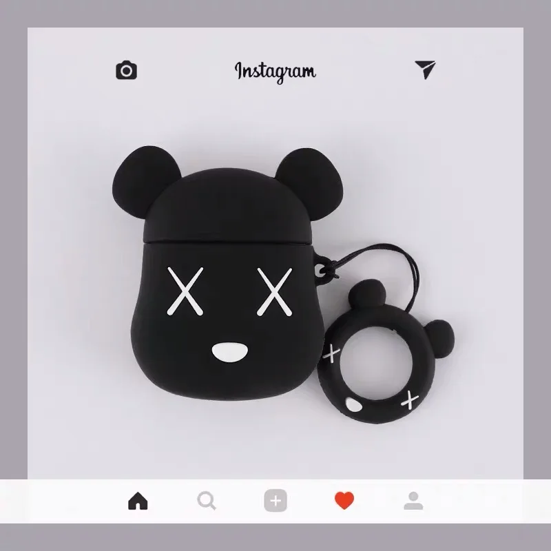Модный брендовый чехол для наушников с медведем для Airpods 1 чехол защитные наушники для Airpods 2 Чехол s сумка для Airpods кольцевой ремень