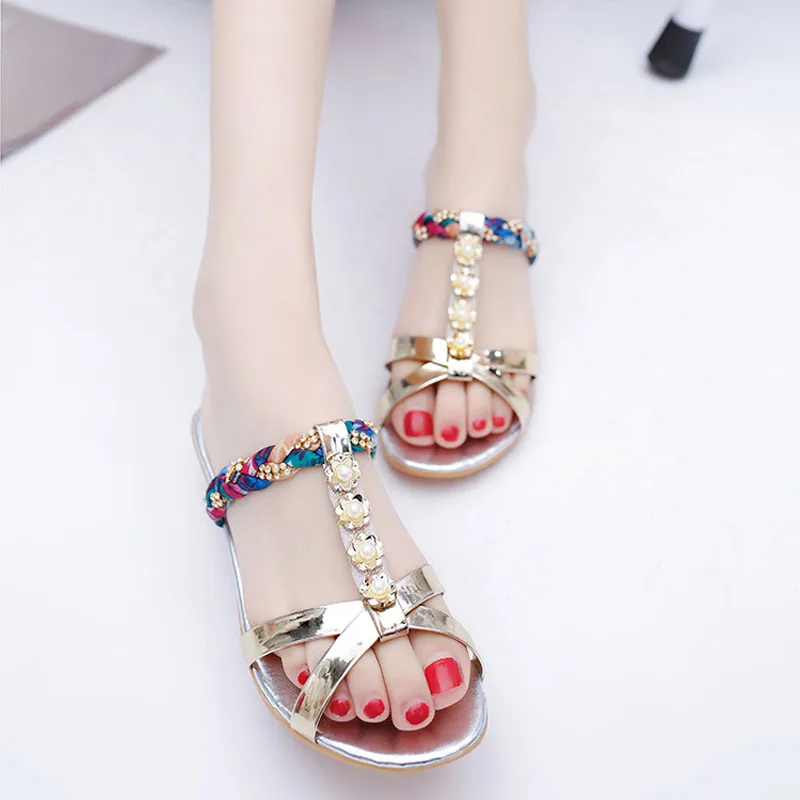 2017 Летние Случайные Тапочки Женщин Плоским пятки Моды Клин Дышащий Цветок обувь