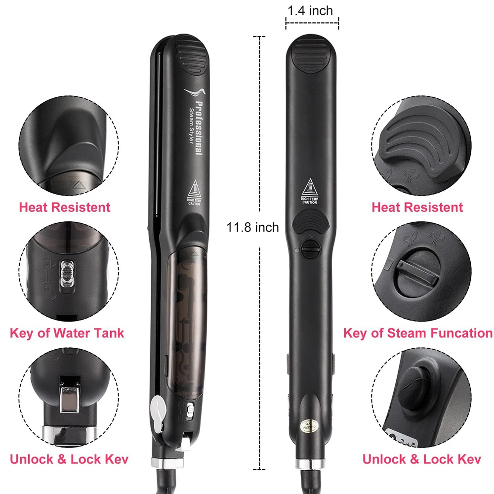 Drop Shipping Professional Steam Hair Straightener Ceramic Vapor Flat Iron Seam Straightening | Красота и здоровье