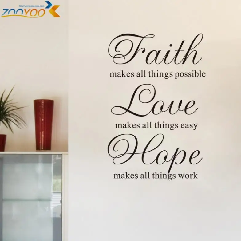 faith love hope wall stickers home decorations zooyoo8280 diy removable vinly decals study room living | Дом и сад