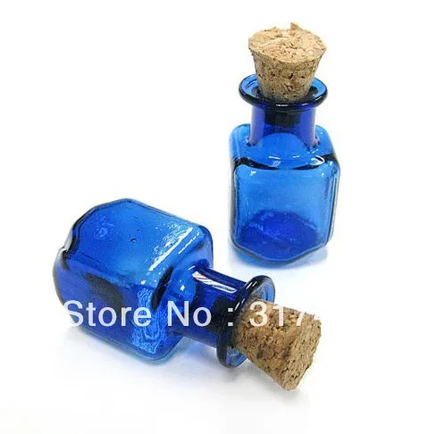 Миниатюрное искусственное стекло прозрачные подвески синий 23x15 мм|bottle charm|glass bottle