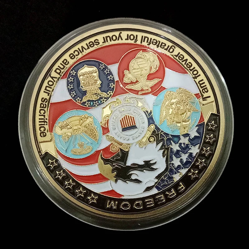 Американские военные памятные монеты благодарная нация Свобода Орел голова пять