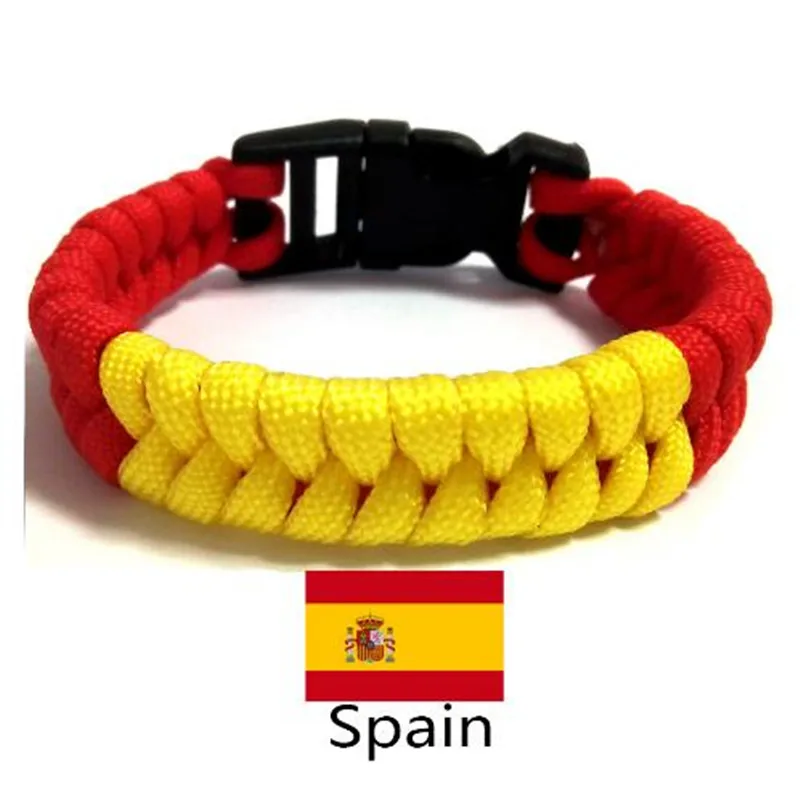Новое поступление Испанский флаг Шарм браслет для выживания paracord Футбол Спорт Красный Желтый ручной работы браслеты и браслеты для мужчин и женщин