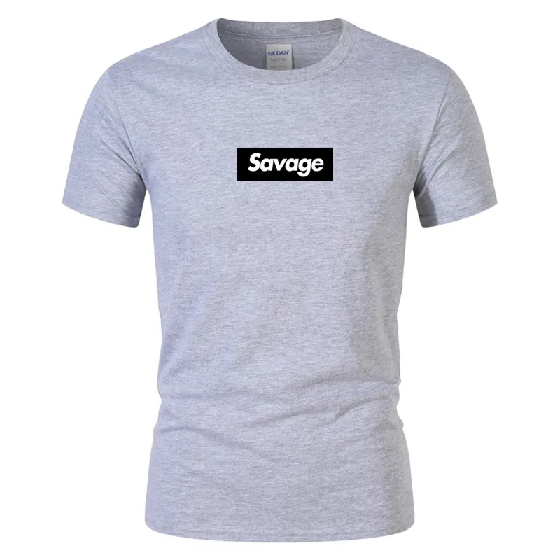 Бренд Мужская мода Savage хип-хоп Футболка пародия нет сердца Письмо печати