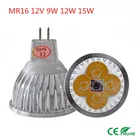 Светодиодный прожектор MR16 высокой мощности, 1 шт., 9 Вт, 12 Вт, 15 Вт, 12 В, с регулируемой яркостью, теплыйхолодный белый светодиодный светильник MR16