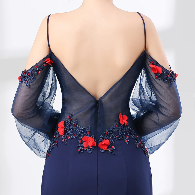 Женское вечернее платье с длинными рукавами Forevergracedress темно синее Русалочки