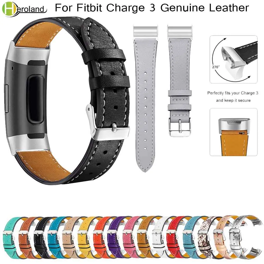 Ремешок для часов из натуральной кожи сменный Браслет умных Fitbit Charge 3