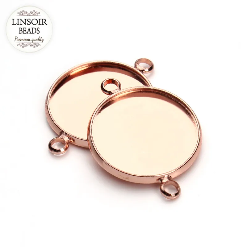 10pcs/lot 6size Rose Gold Color Copper Round Bracelet Connectors Pendants Base Crystal Setting Photo Charms Jewelry Making F3328 | Украшения