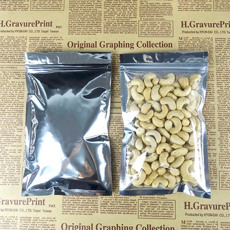 

50 Pcs 9x16cm Silver Aluminum Foil Mylar Recloeable Ziplock Bag Front Clear Leak Proof AUG28-A