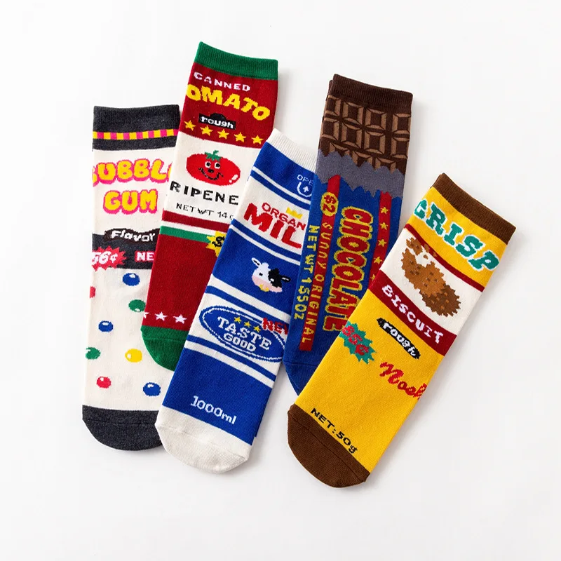 Milk Chocolate Japanese Trend Biscuits Tomato Food Short Socks Women Female Men Personality Long Cotton Funny Tube | Женская одежда