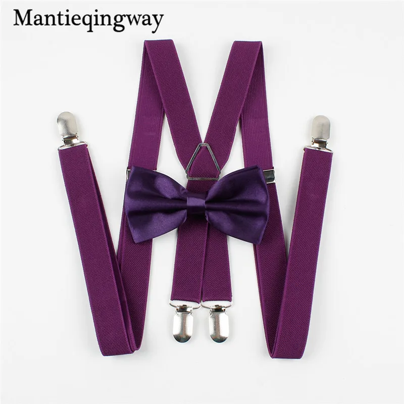 2019 модные однотонные подтяжки галстук бабочка набор для мужчин четыре клипсы на