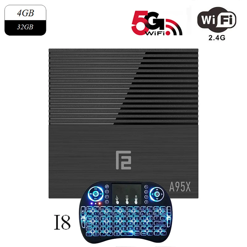 4GB 32GB Daul I8 BL EstgoSZ A95X F2 Smart tv Box ОС Android 9,0 4 ГБ DDR3 32 Гб 64 Гб USB2.0& 3,0 HDMI 2,1 мощный процессор S905X2 GPU G31 поддерживает IP tv - Цвет: 4GB 32GB Daul I8 BL