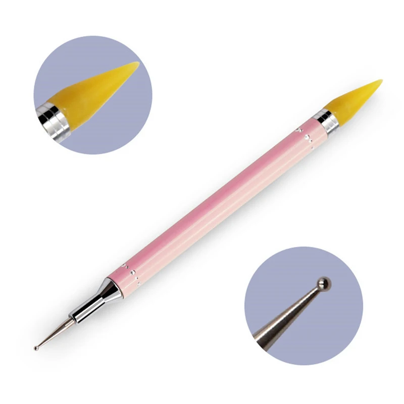 Dual-Ended Nail Art Dotting Pen Metal Handle Crystal Beads Picker Remover Manicure Tool 88 | Красота и здоровье