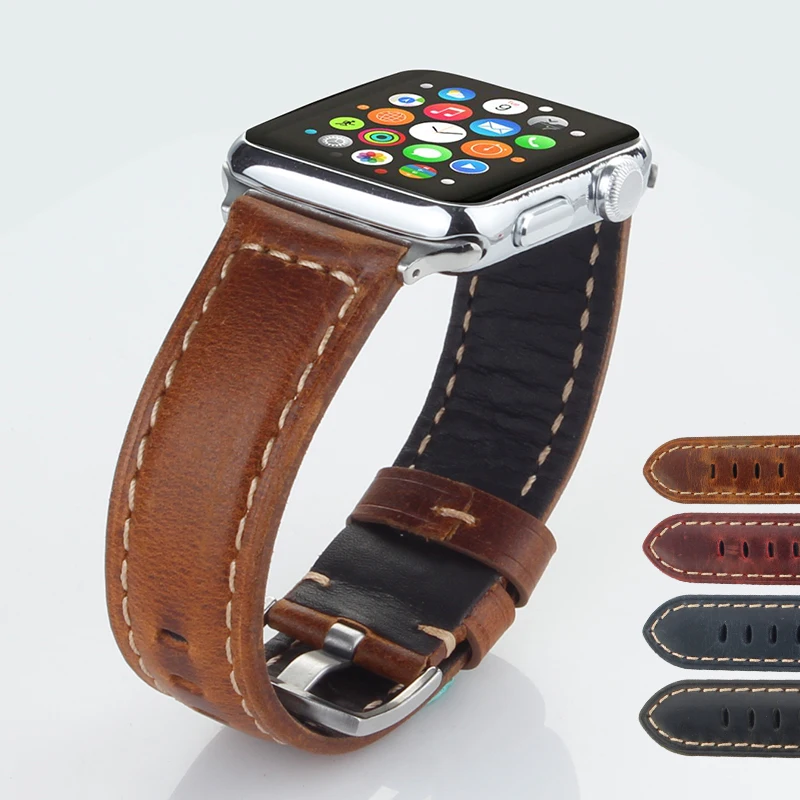 

ALK Band for Iwatch for Apple Watch Series 4strap 38 40 42 44mm Genuine Leather Buckle Watchbands Belt Watch Accessory Bracelet