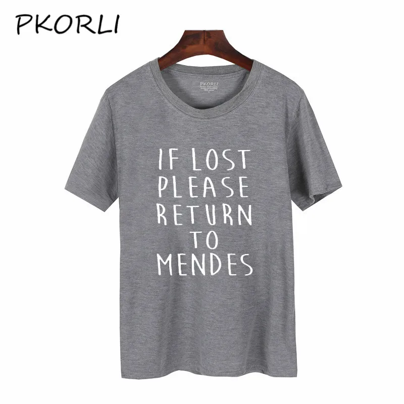 Женская футболка в стиле Харадзюку Pkorli Shawn Mendes с надписью If Lost Please Return To Mends для