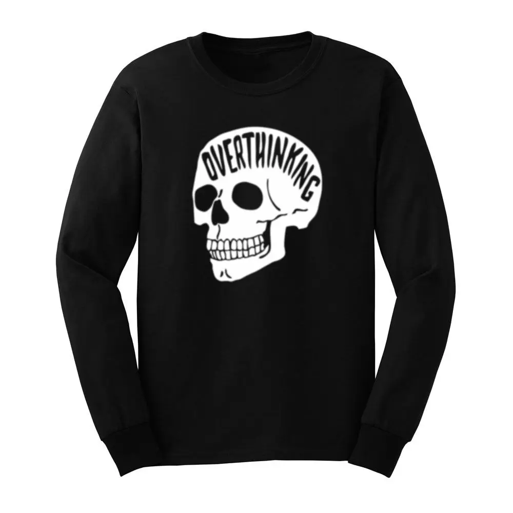 Мужская футболка с длинным рукавом и надписью Overthinking Anxiety Skull Повседневная