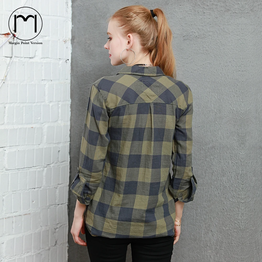 5 color Long Sleeve Womens Cotton Plaid and stripe Shirt Turn Down Collar Blusas Feminino Ladies Blouses Tops Fashion |
