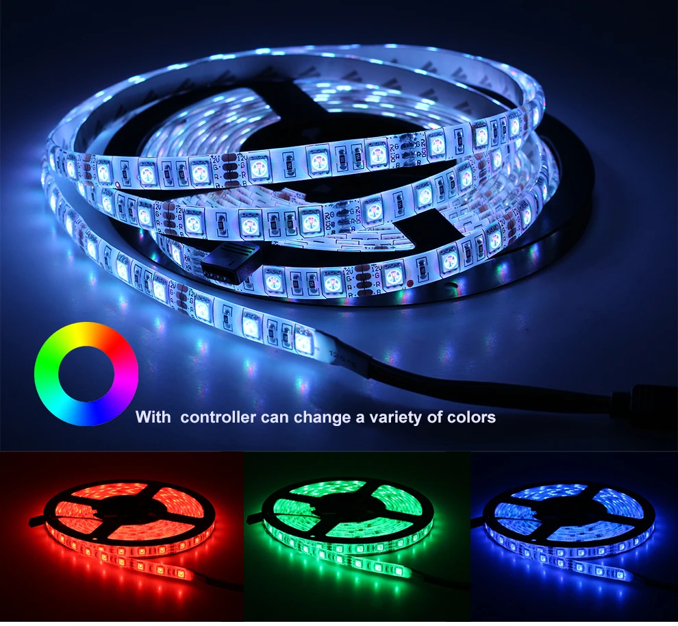 Цветная(RGB) Светодиодные ленты набор 5M 2835 5050 RGBW/RGBWW Светодиодные ленты светильник+ ИК-пульт дистанционного управления+ DC12V Мощность адаптер светодиодный гибкая неоновая лента