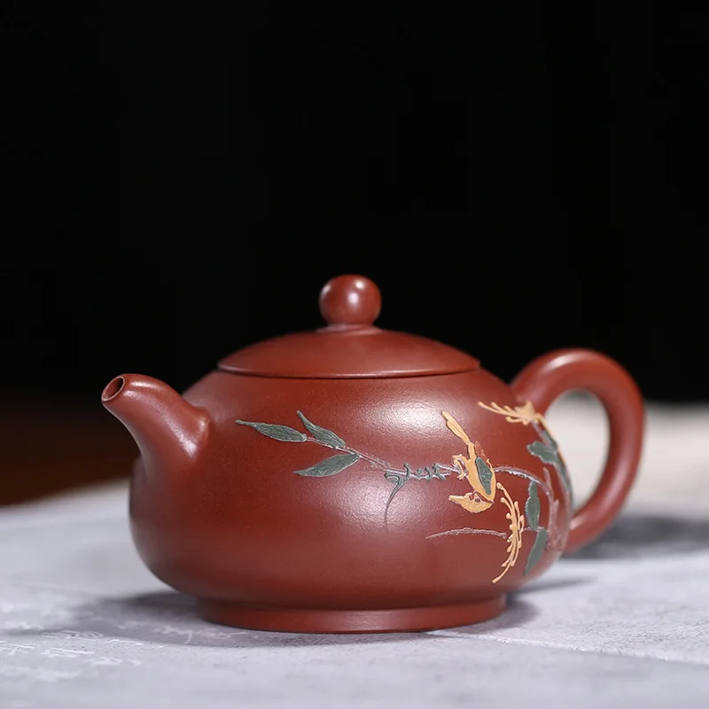 Большой красный мешок Телевизор с эмалированной посуде Чай горшок Исин Purply глины