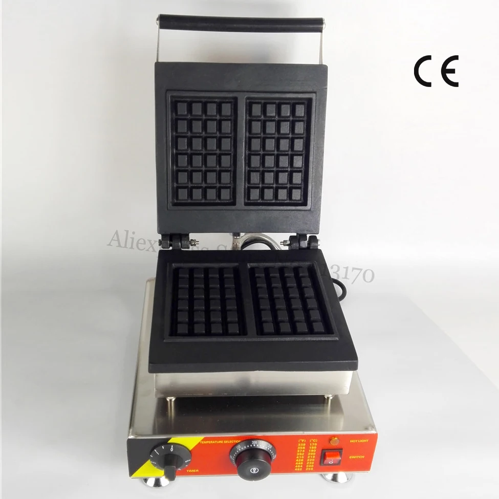 

Electric Rectangle Waffle Machine Commercial Electric Waffle Maker 2 Molds 220V/110V 1500W Stainless Steel