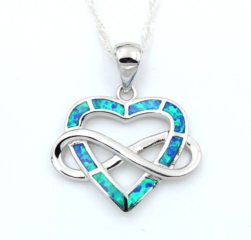 2017 новое ожерелье с подвеской голубым огненным опалом в форме сердца | Украшения